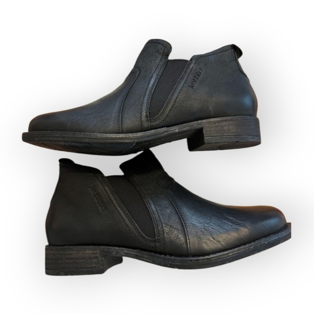 New Josef Seibel Sienna 71 Black Leather Ankle Booties 37 6.5